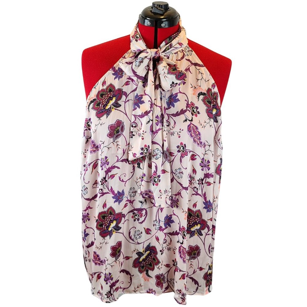 Torrid Pink Floral Satin Bow Tie-Front Halter Top Size 2 NWT